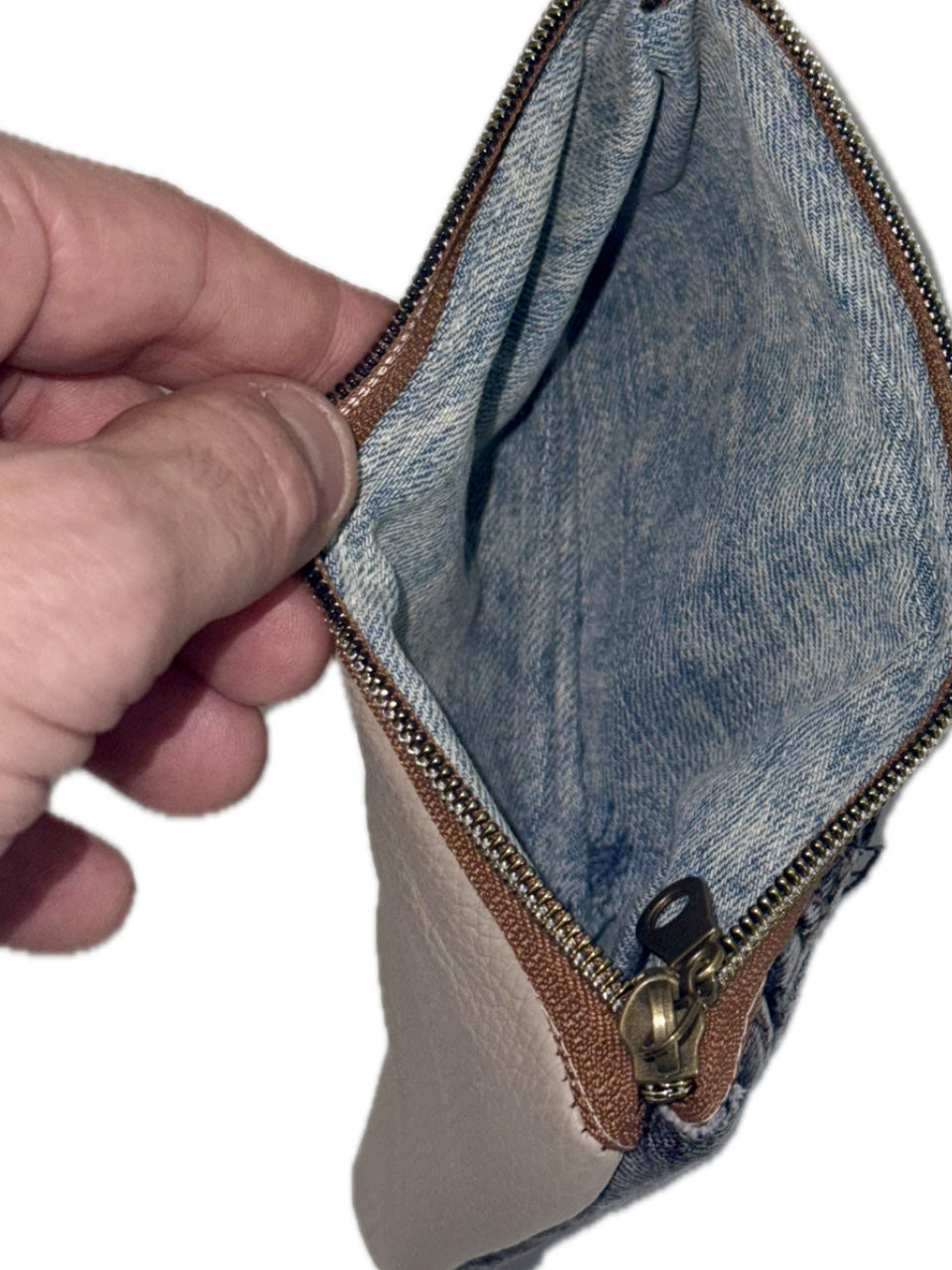 VANILLA LEATHER DENIM POCKET WALLET BROWN TRIM (1/1)