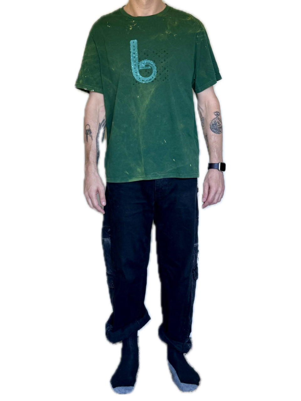 LA PREMIÈRE IDÉE GREEN ACID WASH MID-EVIL MONOGRAM T-SHIRT