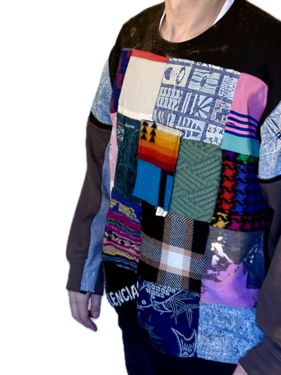 BLACK ACID WASH COOGI PATCH BALANCIAGA TAPERED WAIST MCFLY ARM CREWNECK XXL (1/1)
