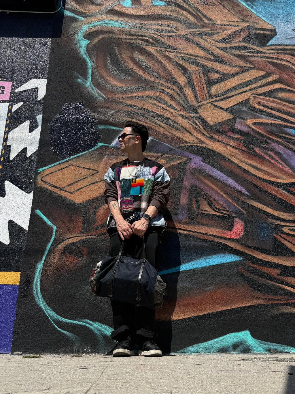 BLACK ACID WASH COOGI PATCH BALANCIAGA TAPERED WAIST MCFLY ARM CREWNECK XXL (1/1)