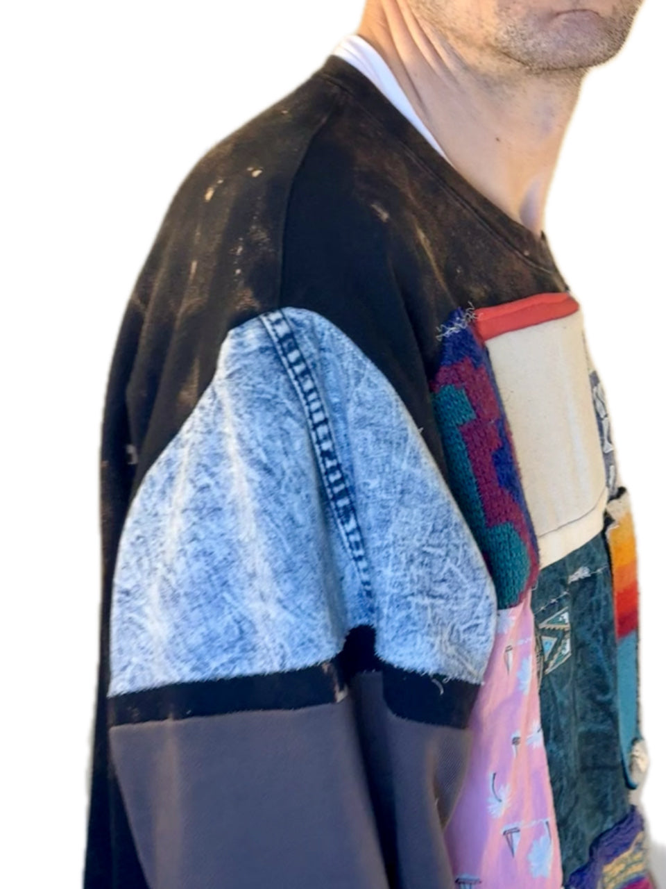 BLACK ACID WASH COOGI PATCH BALANCIAGA TAPERED WAIST MCFLY ARM CREWNECK XXL (1/1)