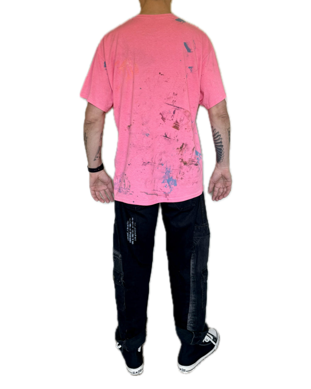 LIGHT PINK PAINT SPLATTER CHECKER MONOGRAM T-SHIRT (1/1)