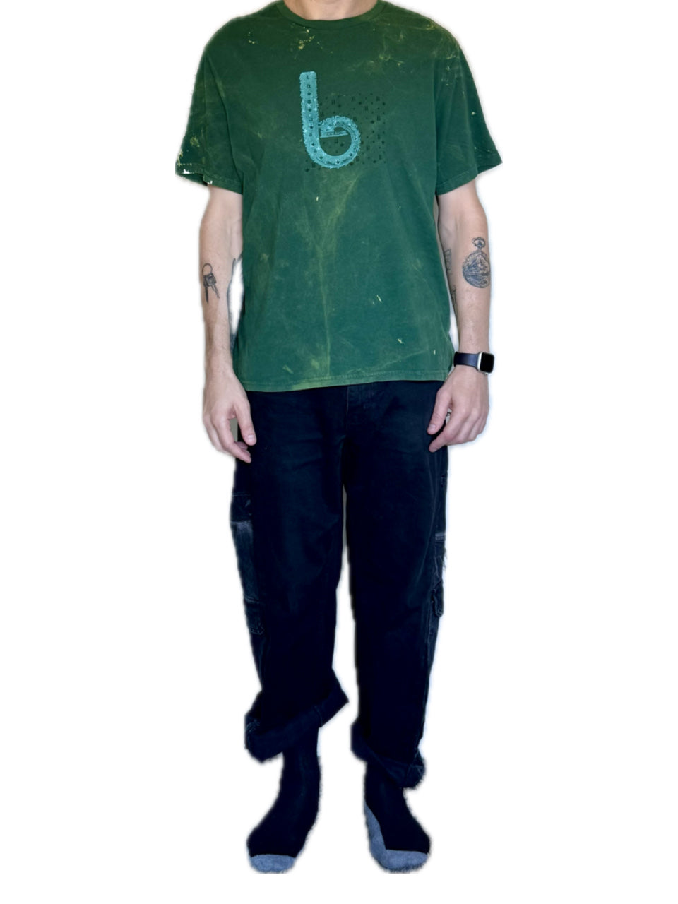 LA PREMIÈRE IDÉE GREEN ACID WASH MID-EVIL MONOGRAM T-SHIRT