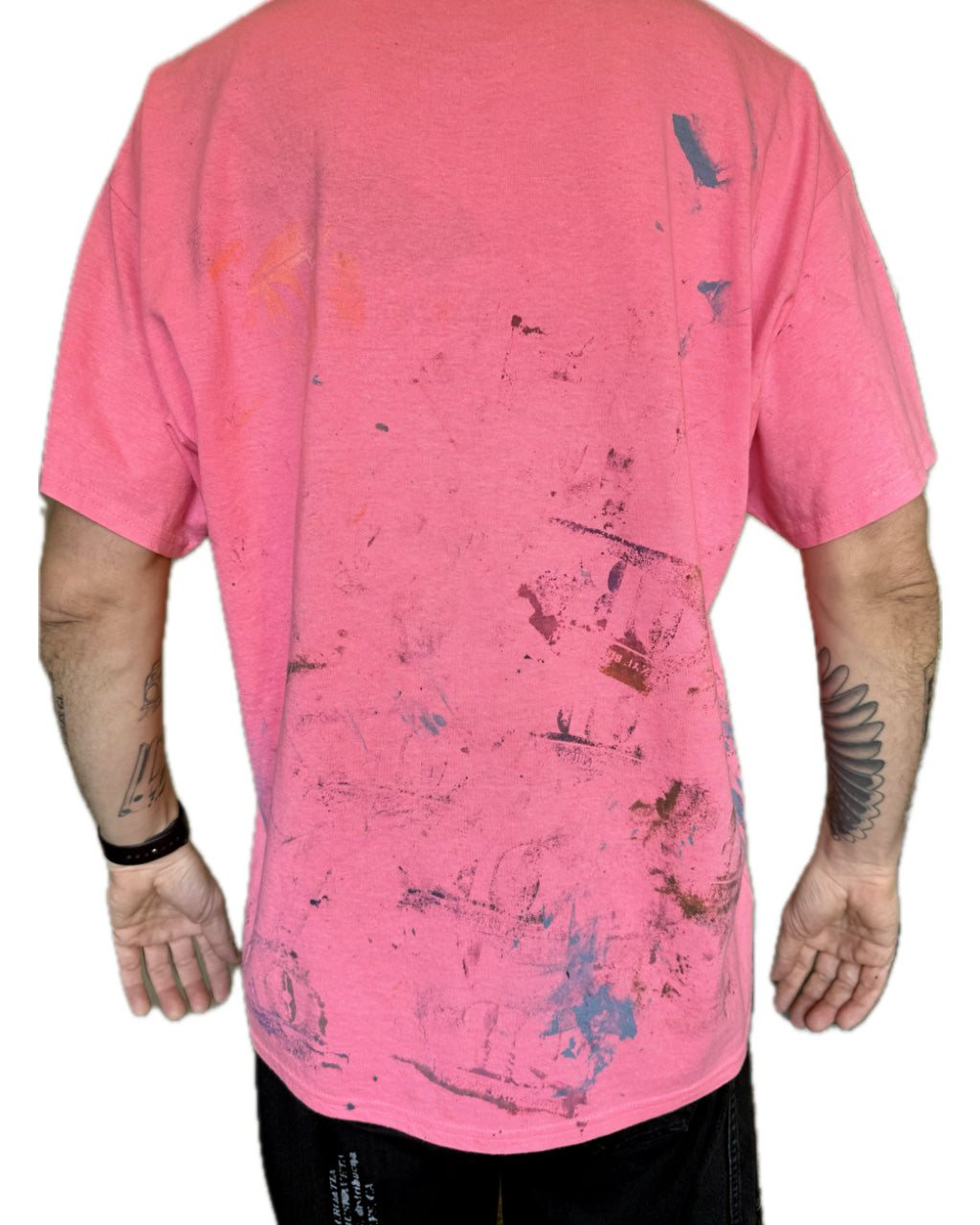 LIGHT PINK PAINT SPLATTER CHECKER MONOGRAM T-SHIRT (1/1)