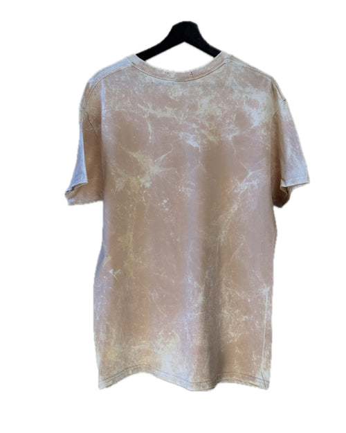 ACID WASH BEIGE PINK DISTRESSED SPLATTER T-SHIRT (1/1)