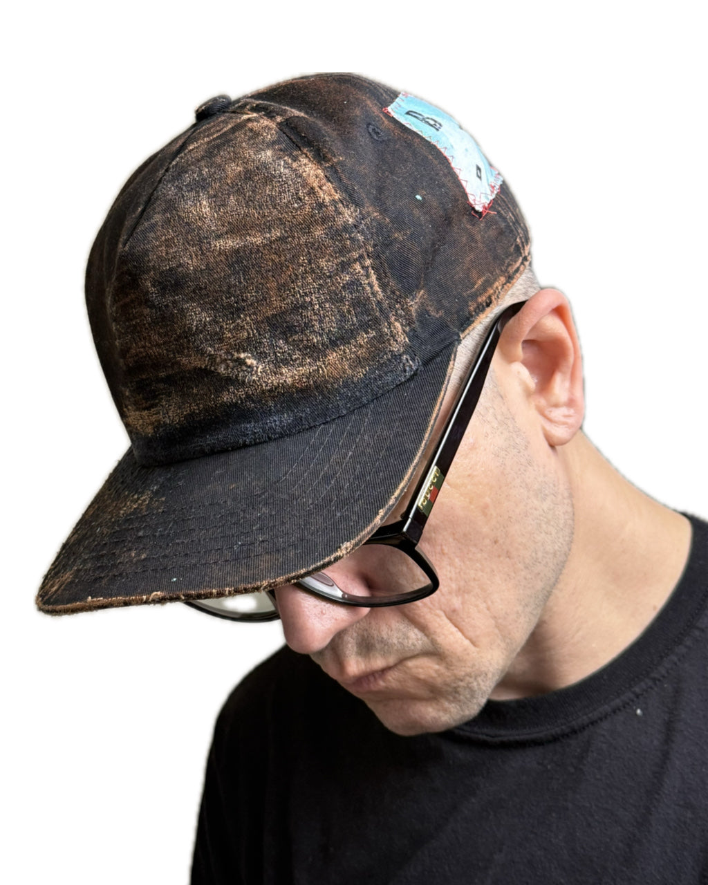 BLACK BROWN DISTRESSED FADE SNAPBACK HAT W/ MONOGRAM (1/1)