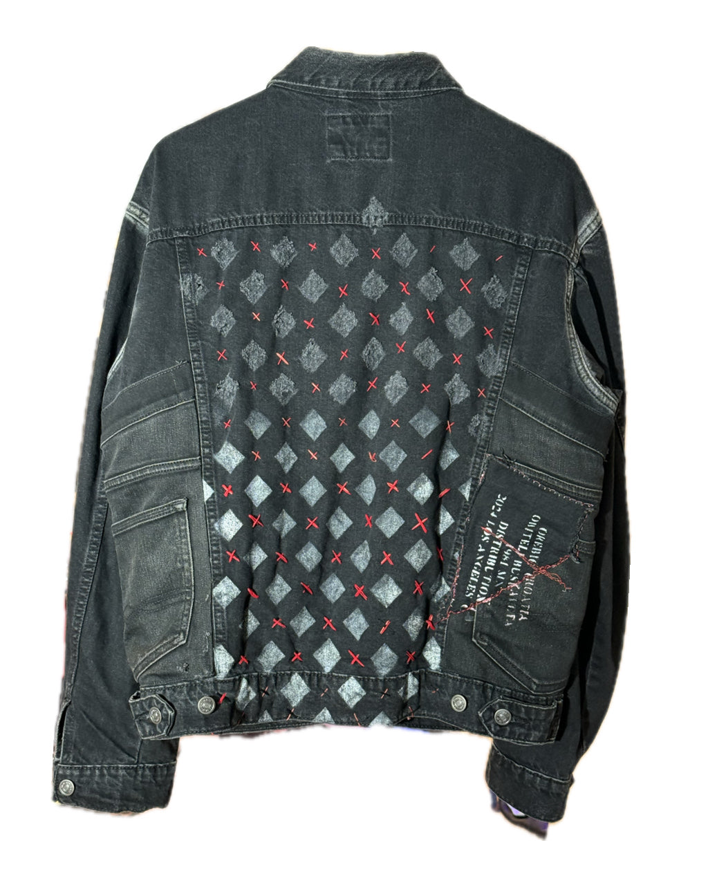 BLACK DIAMOND FADE SASHIKO RED STITCH DENIM TRUCKER JACKET (1/1)