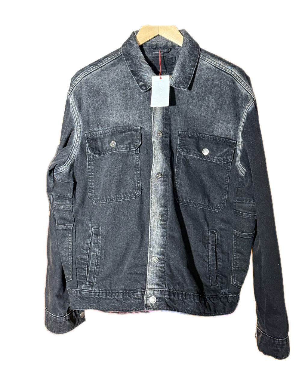 BLACK DIAMOND FADE SASHIKO RED STITCH DENIM TRUCKER JACKET (1/1)
