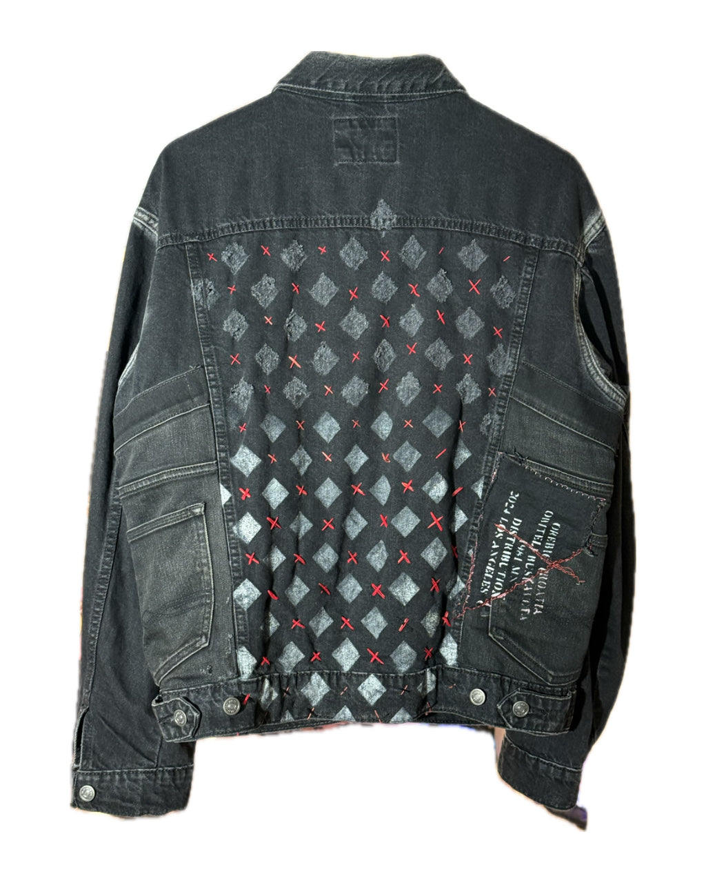 BLACK DIAMOND FADE SASHIKO RED STITCH DENIM TRUCKER JACKET (1/1)