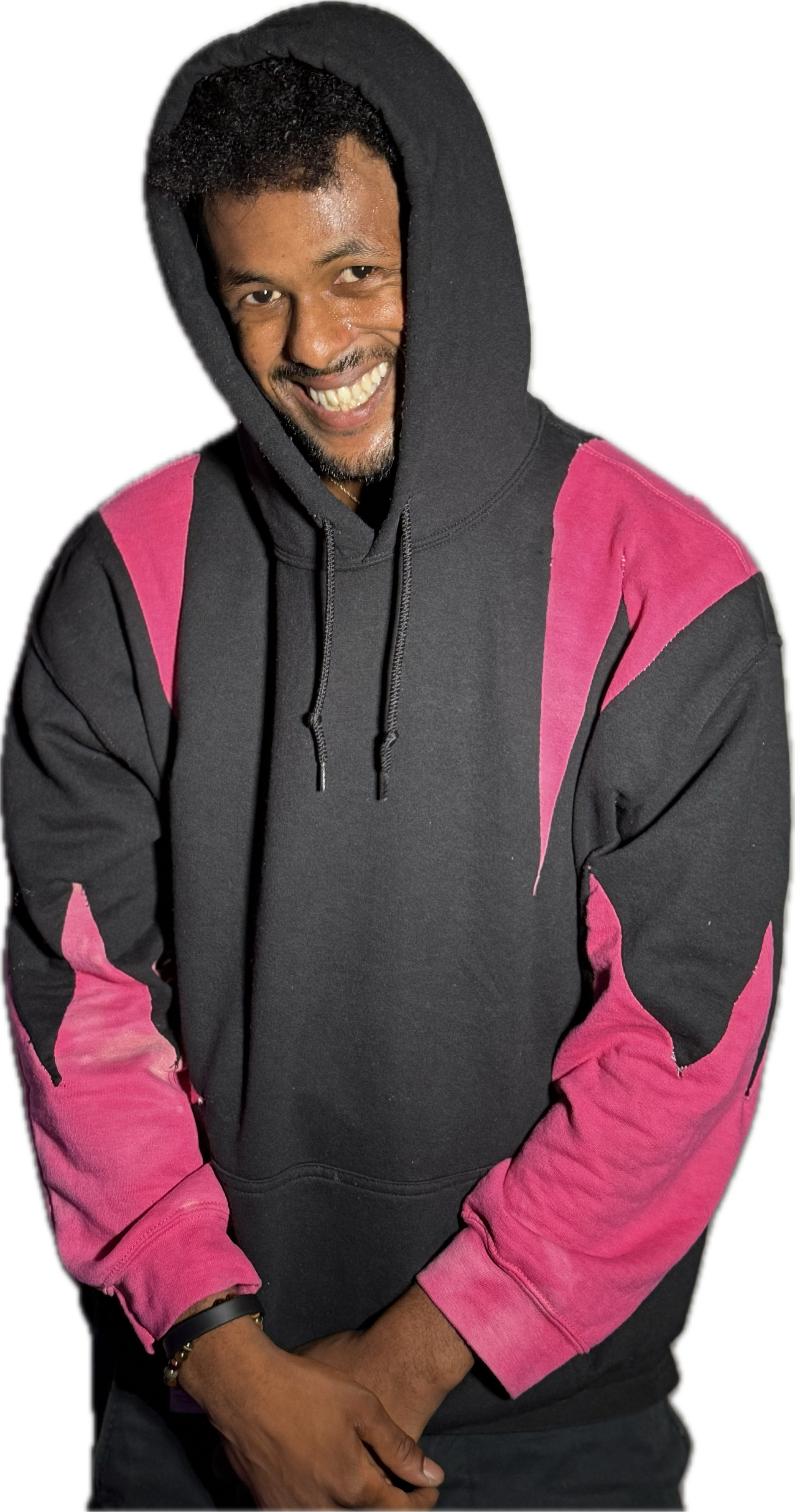 BLACK PINK QUILTED PATCHED ACID WASH HOODIE (1/1)