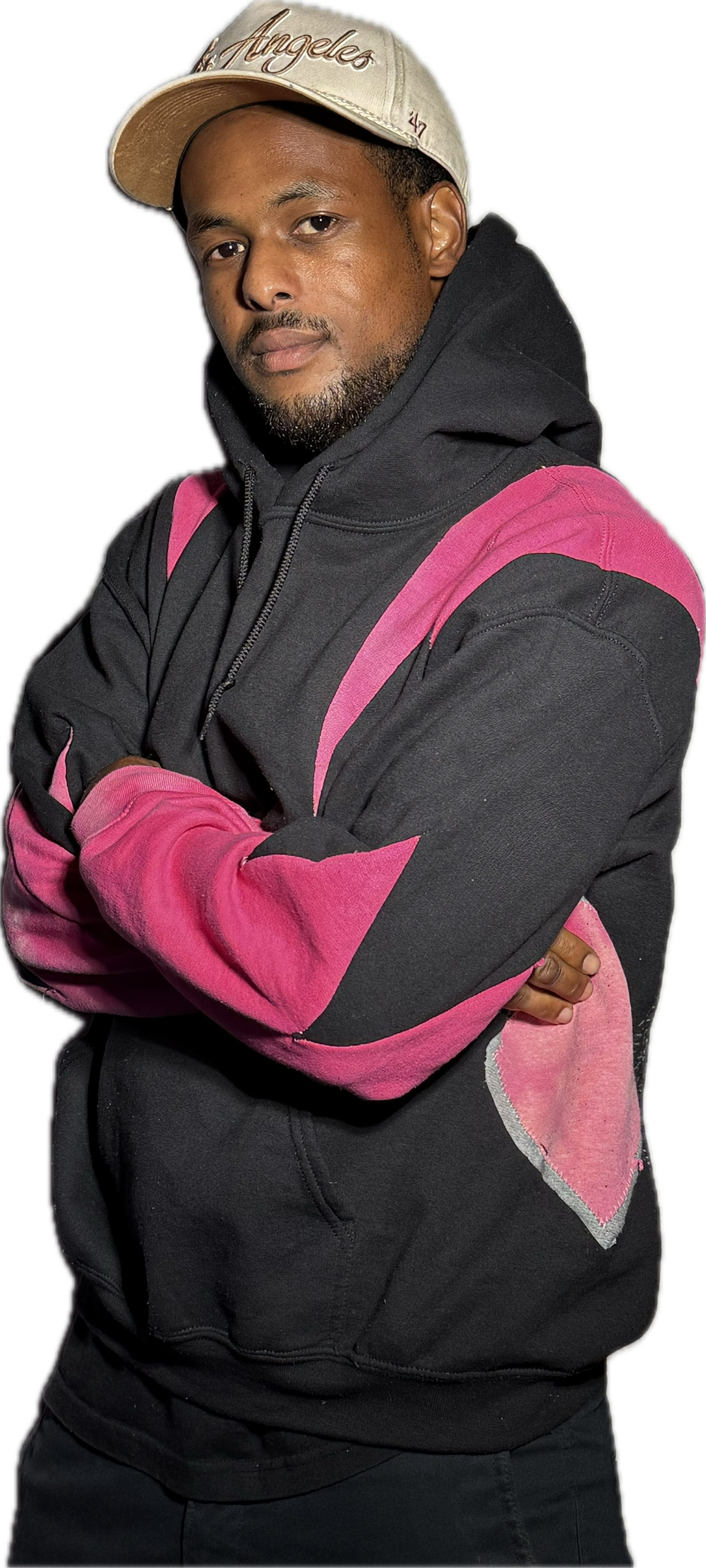 BLACK PINK QUILTED PATCHED ACID WASH HOODIE (1/1)