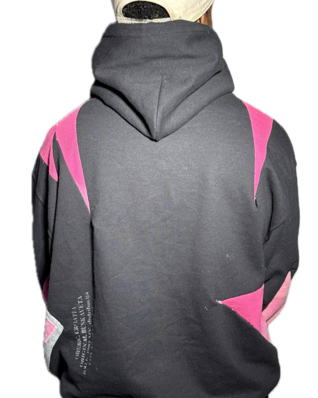 BLACK PINK QUILTED PATCHED ACID WASH HOODIE (1/1)