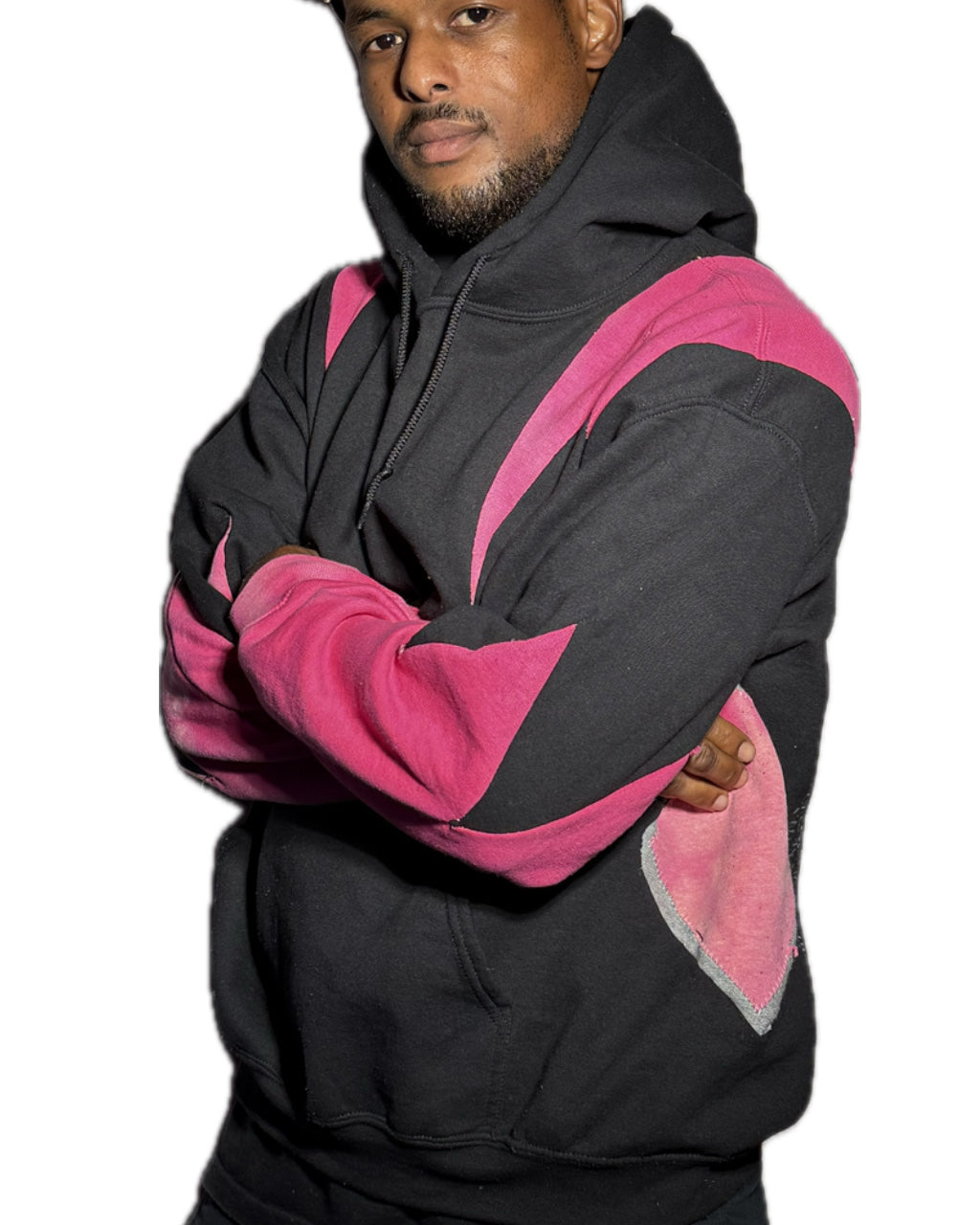 BLACK PINK QUILTED PATCHED ACID WASH HOODIE (1/1)