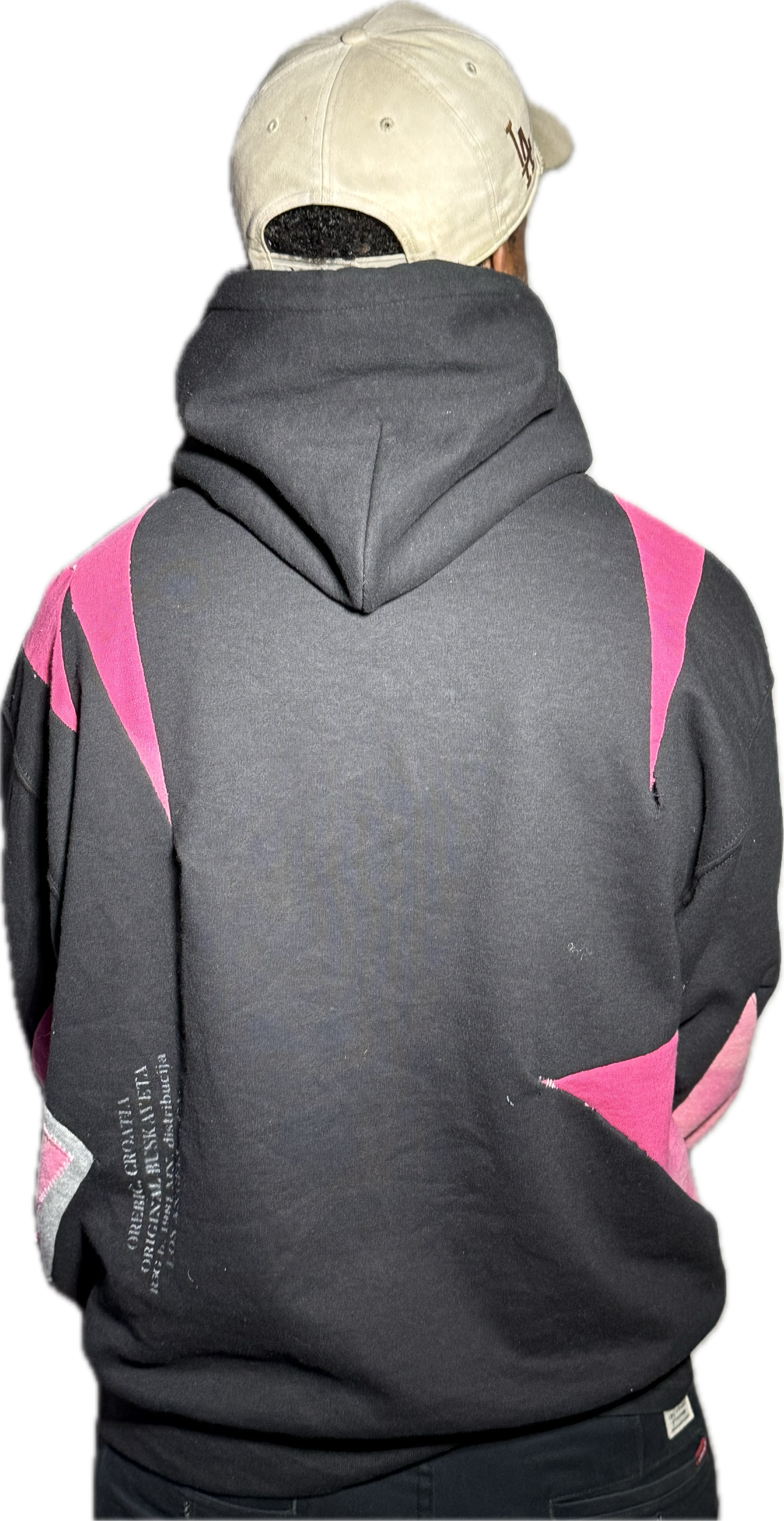 BLACK PINK QUILTED PATCHED ACID WASH HOODIE (1/1)
