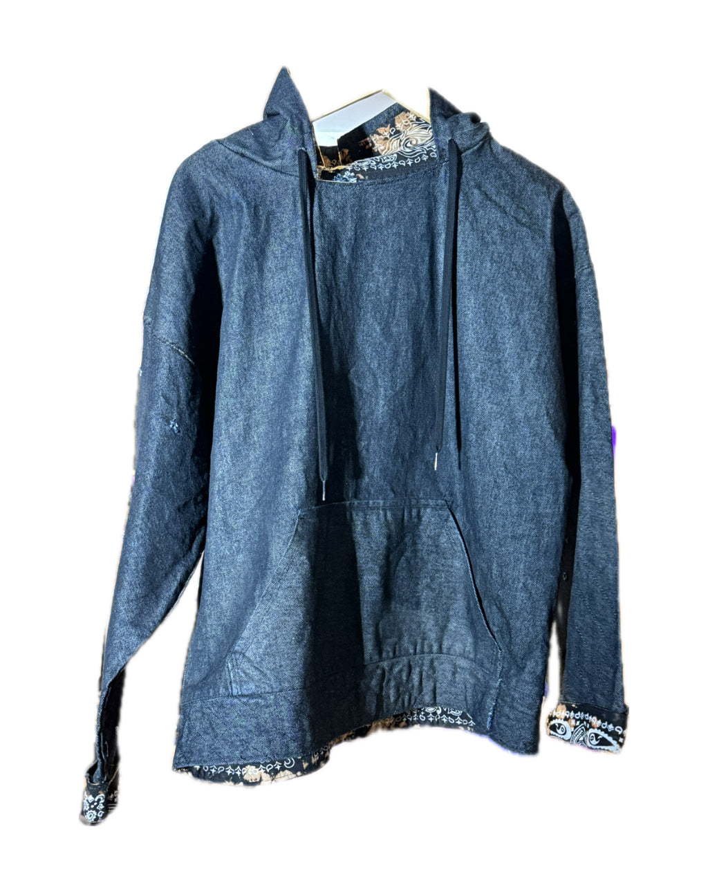 BLUE DENIM CHECKERED HOODIE BANDANA LINING (1/1)