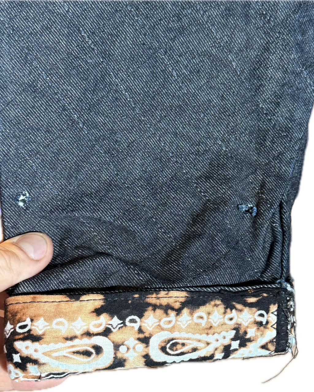 BLUE DENIM CHECKERED HOODIE BANDANA LINING (1/1)
