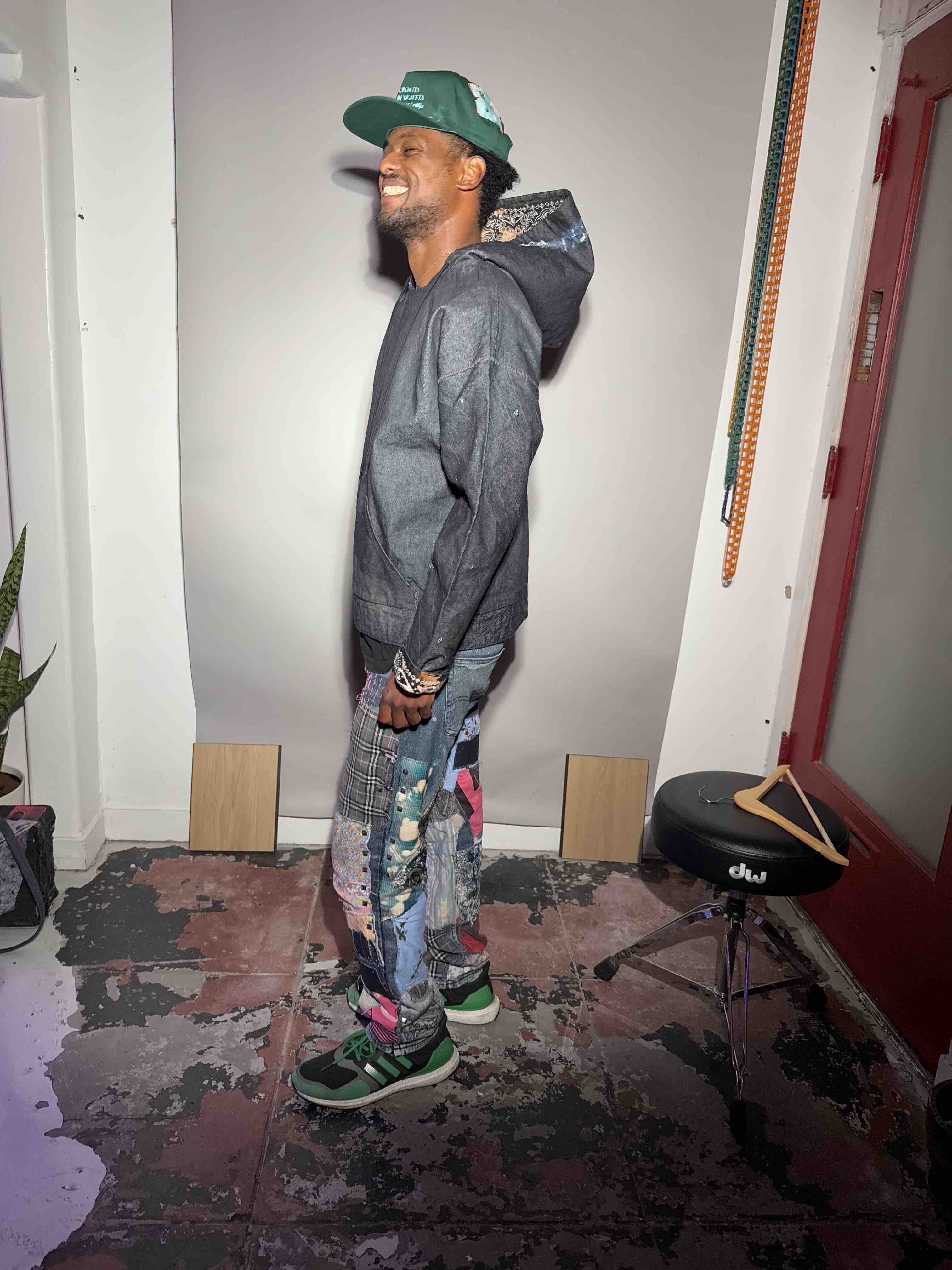 BLUE DENIM CHECKERED HOODIE BANDANA LINING (1/1)