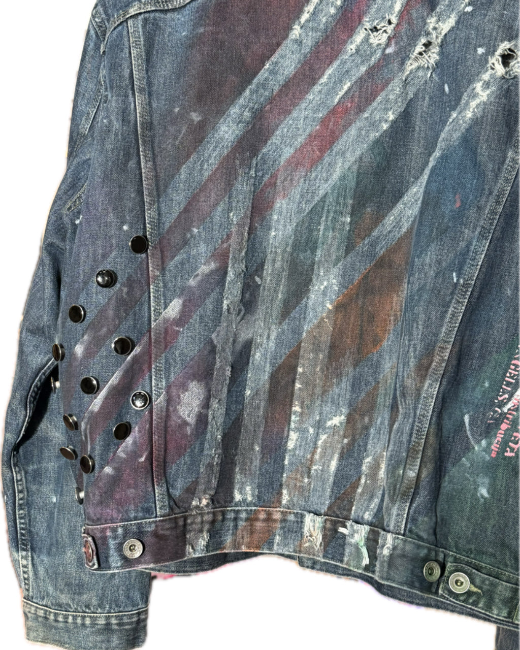 DISTRESSED STRIPED BLUE DENIM TRUCKER JACKET (1/1)