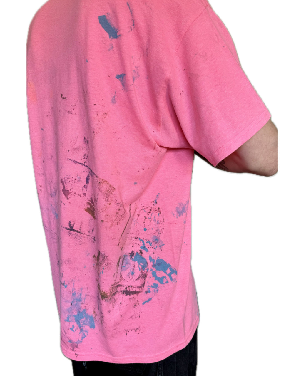 LIGHT PINK PAINT SPLATTER CHECKER MONOGRAM T-SHIRT (1/1)