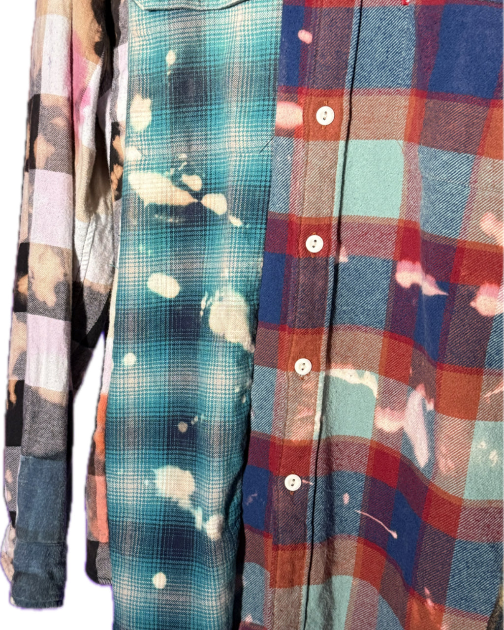FRANKENSTEIN PLAID QUILTED PATCHWORK ACID WASH COLLARED SHIRT (1/1)