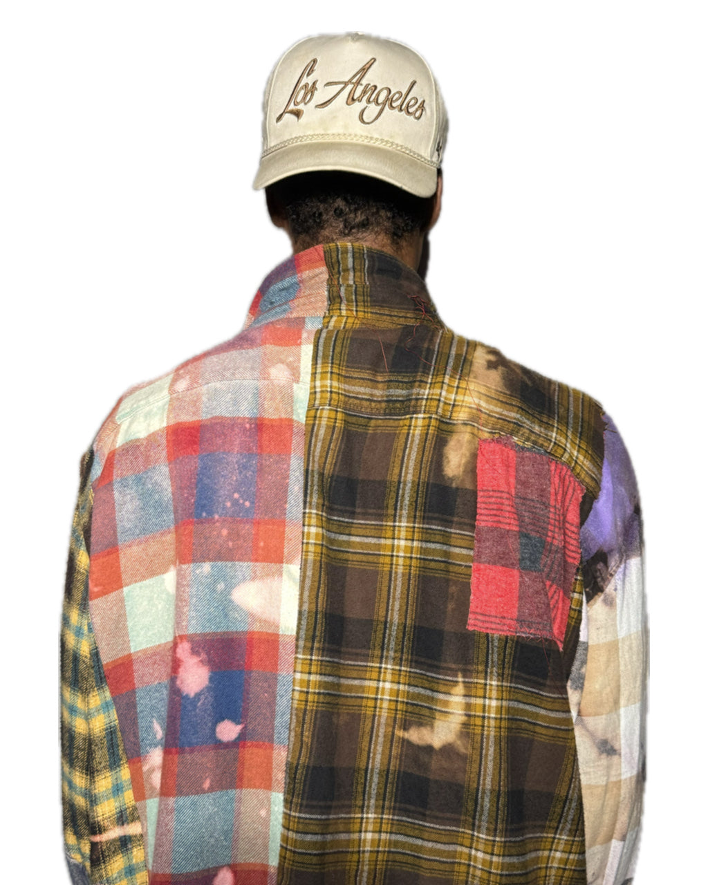 FRANKENSTEIN PLAID QUILTED PATCHWORK ACID WASH COLLARED SHIRT (1/1)