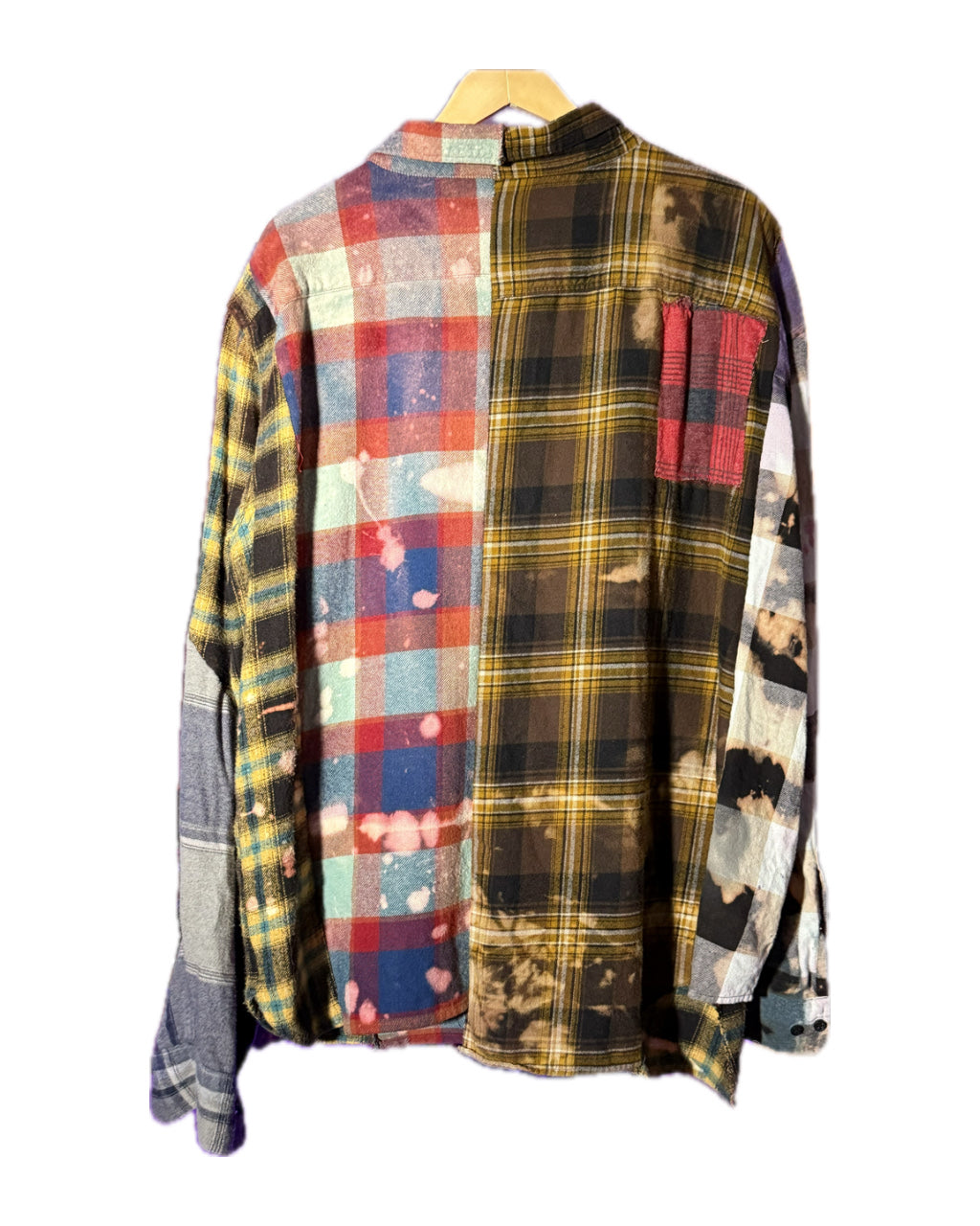 FRANKENSTEIN PLAID QUILTED PATCHWORK ACID WASH COLLARED SHIRT (1/1)