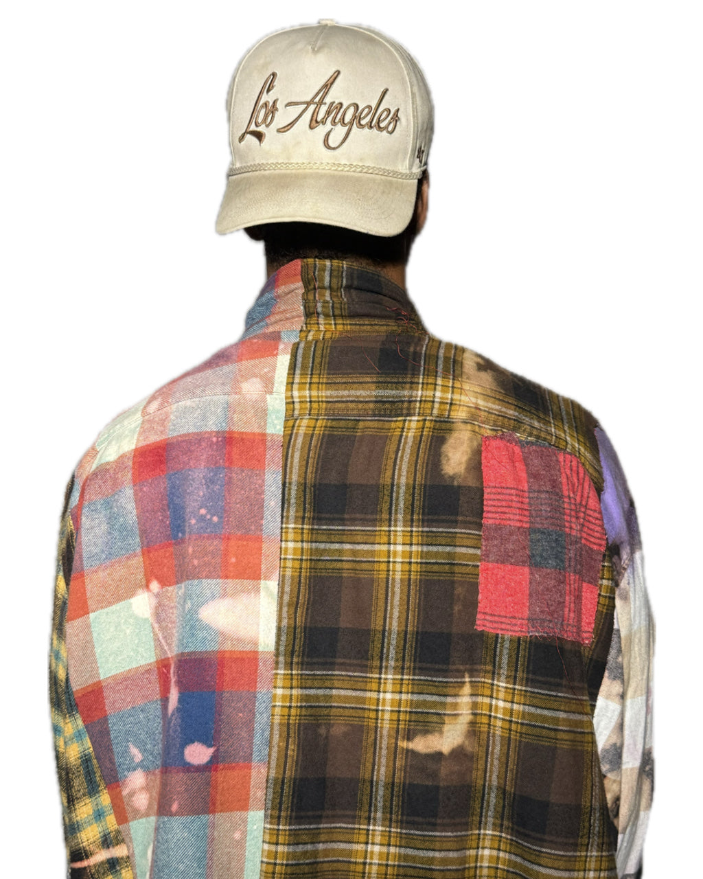 FRANKENSTEIN PLAID QUILTED PATCHWORK ACID WASH COLLARED SHIRT (1/1)