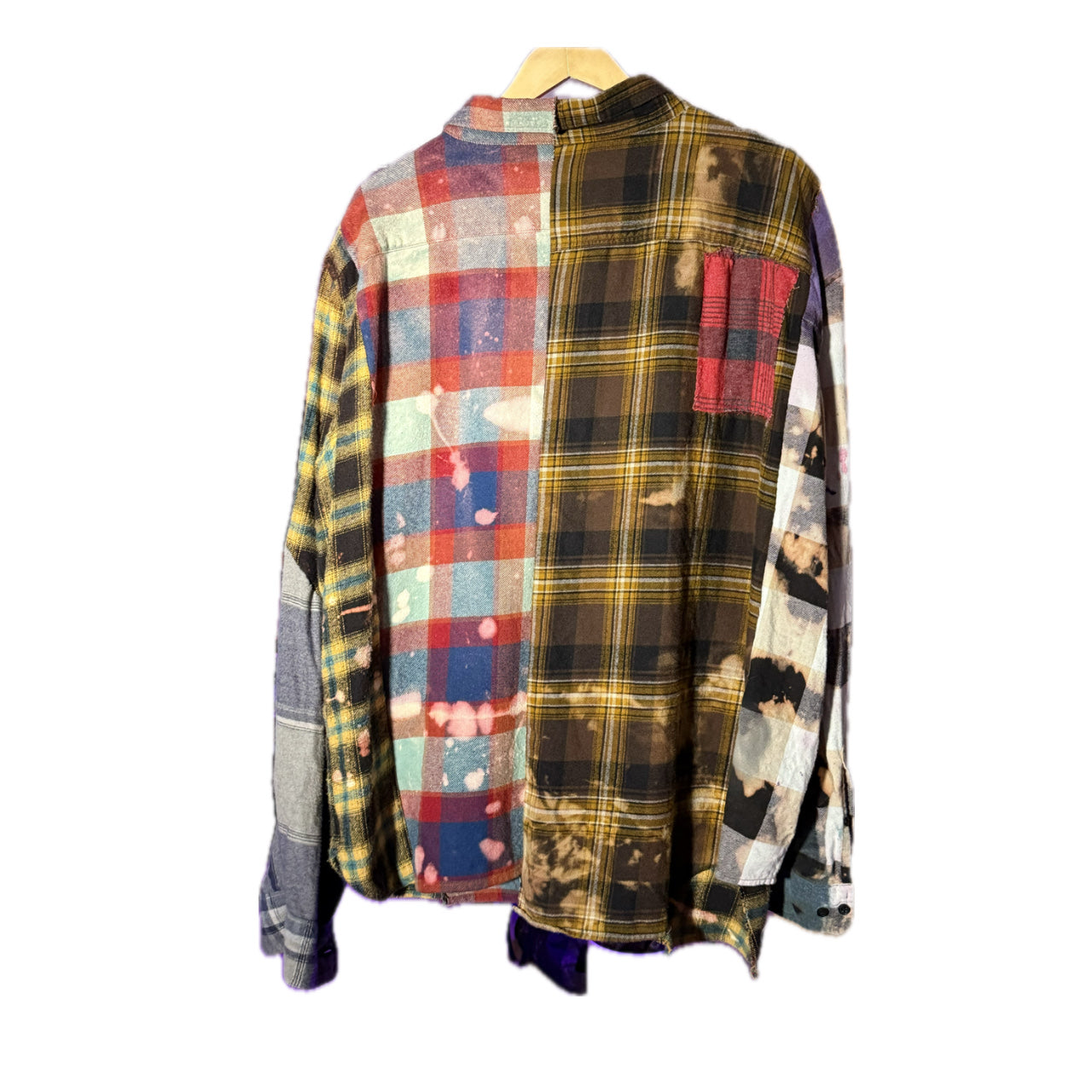 FRANKENSTEIN PLAID QUILTED PATCHWORK ACID WASH COLLARED SHIRT (1/1)