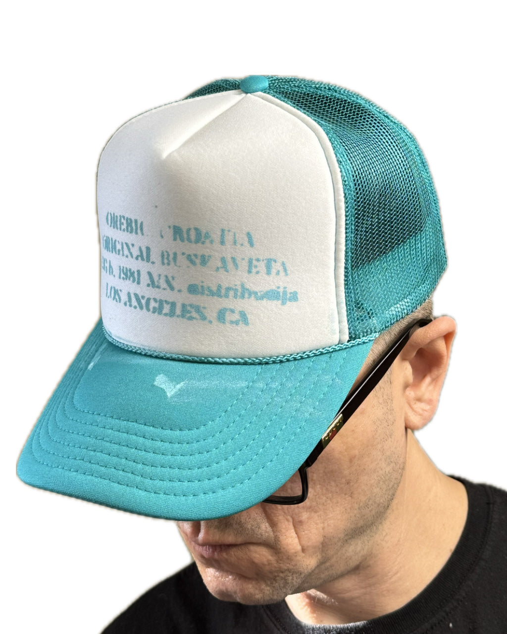 FULL TURQUOISE LOGO PAINT TRUCKER HAT (1/1)
