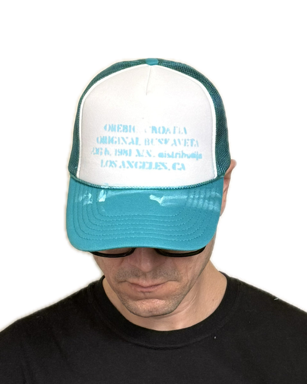 FULL TURQUOISE LOGO PAINT TRUCKER HAT (1/1)