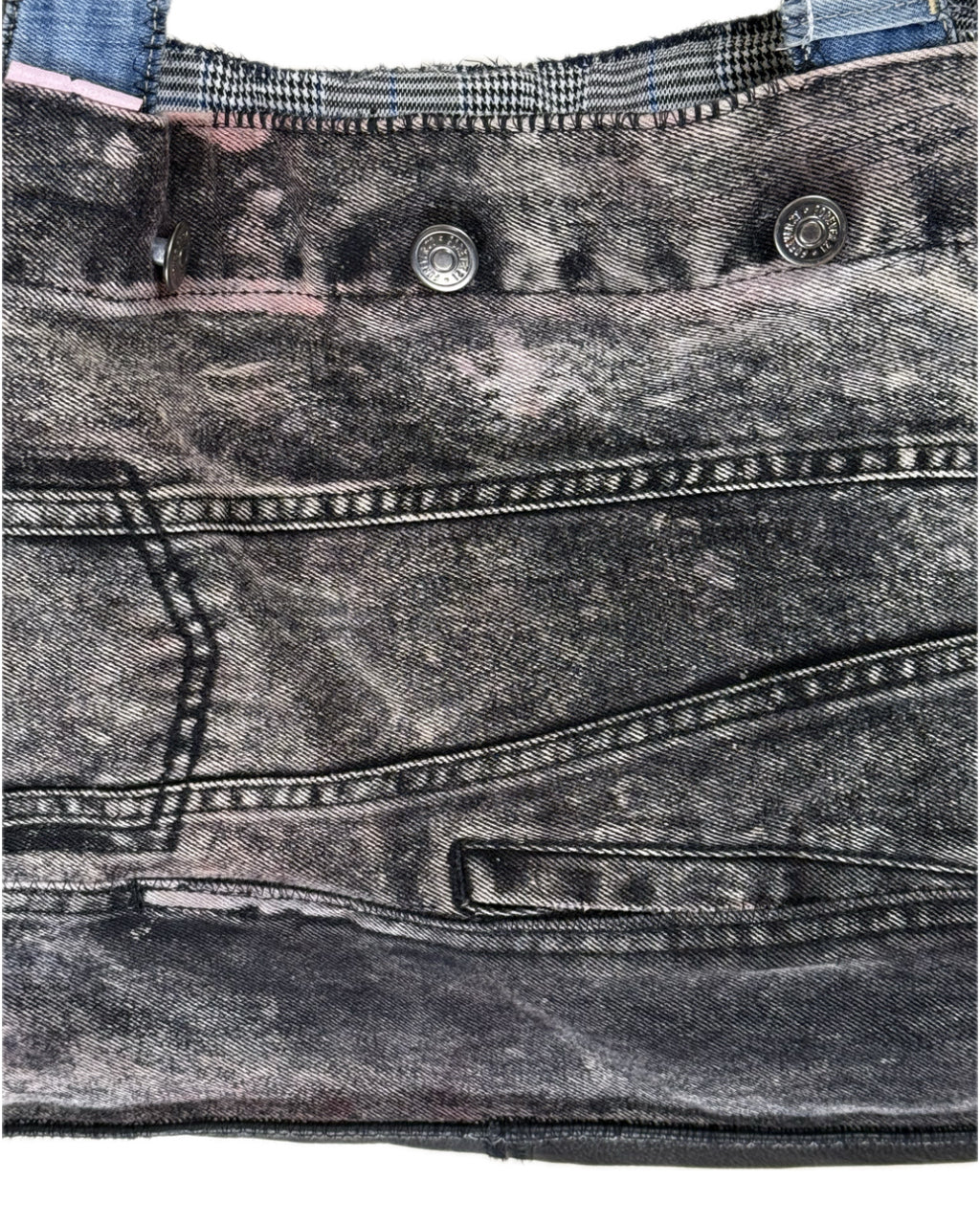 DENIM JACKET + JEANS SPLATTER LEATHER TOTE BAG NO.4 (1/1)
