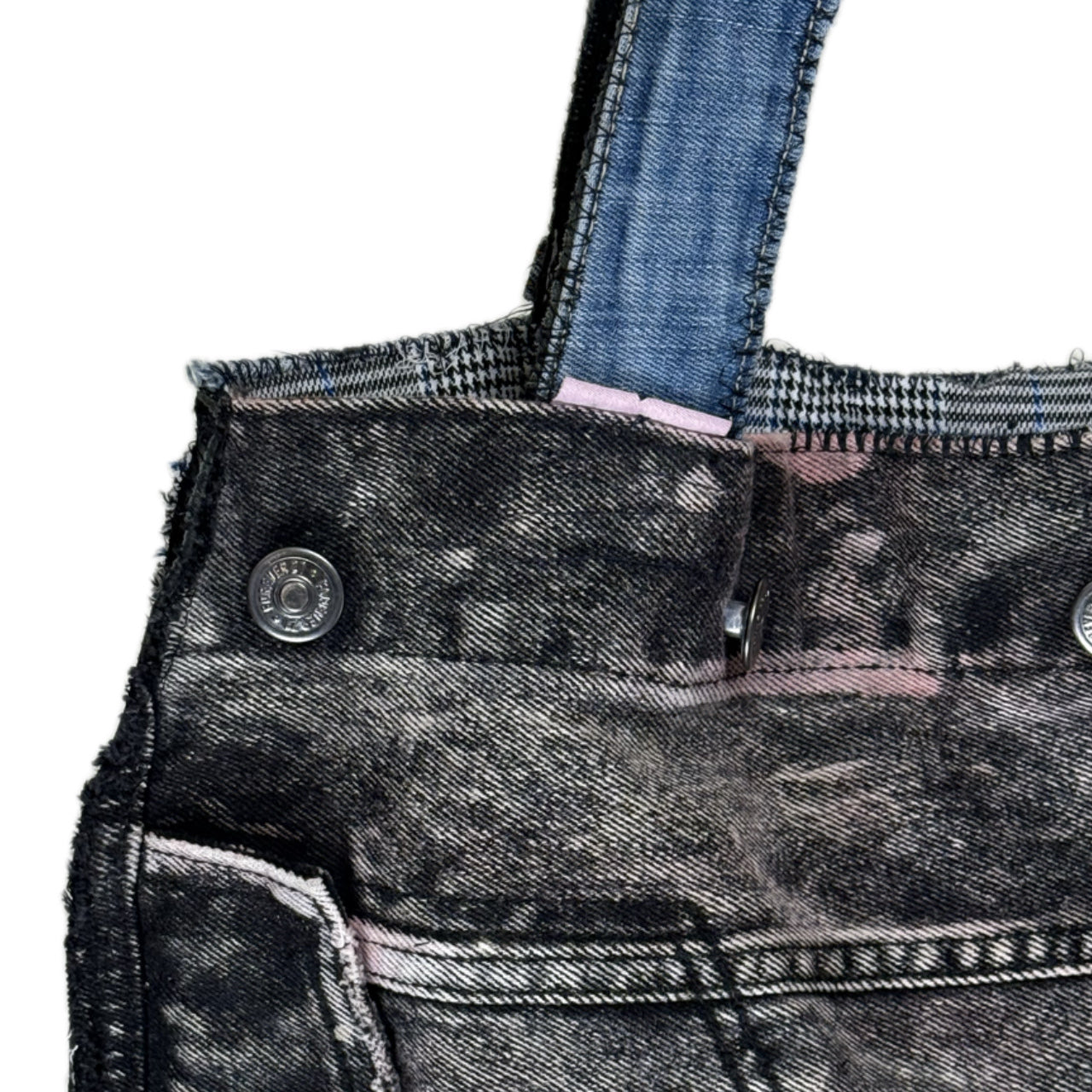 DENIM JACKET + JEANS SPLATTER LEATHER TOTE BAG NO.4 (1/1)