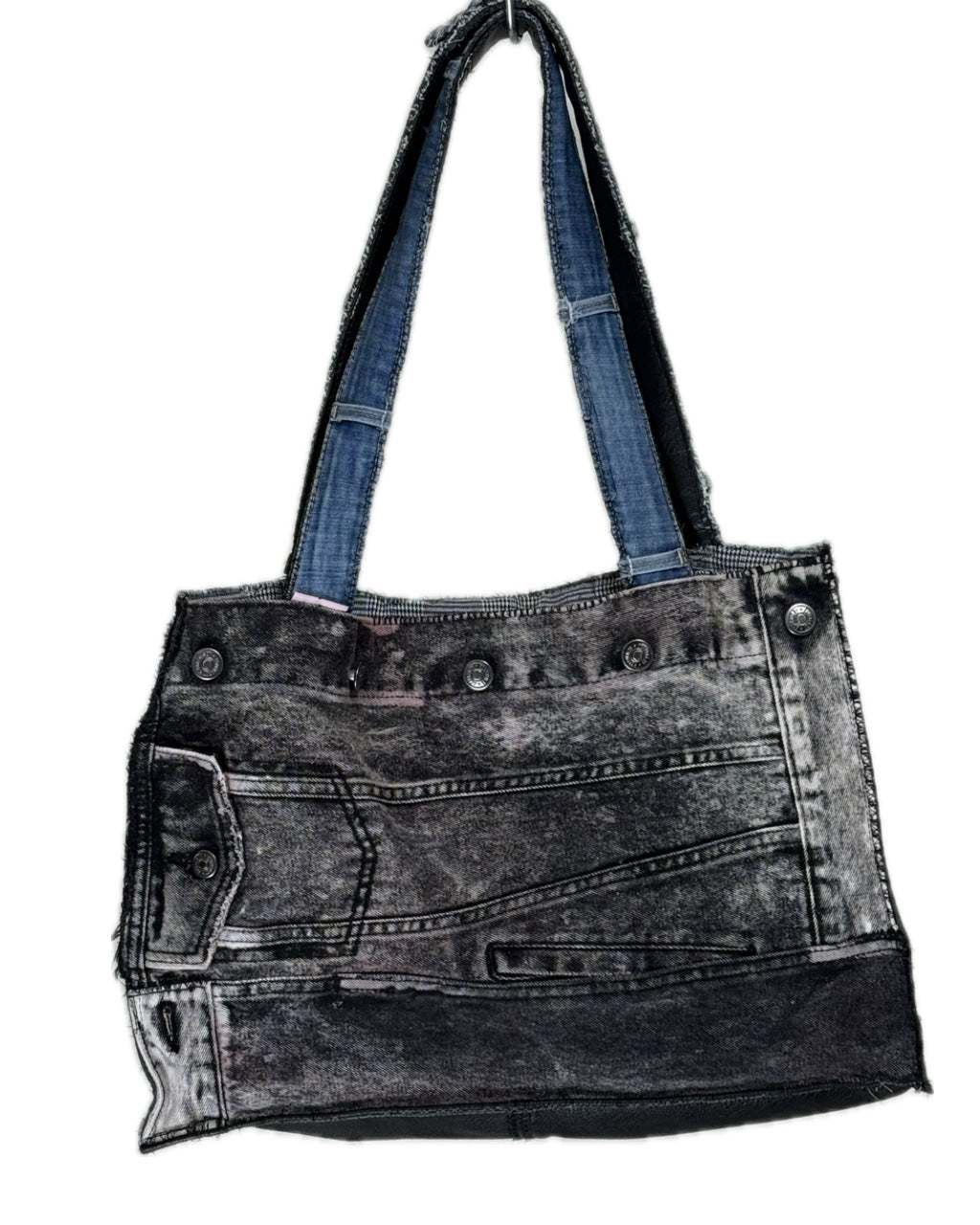 DENIM JACKET + JEANS SPLATTER LEATHER TOTE BAG NO.4 (1/1)