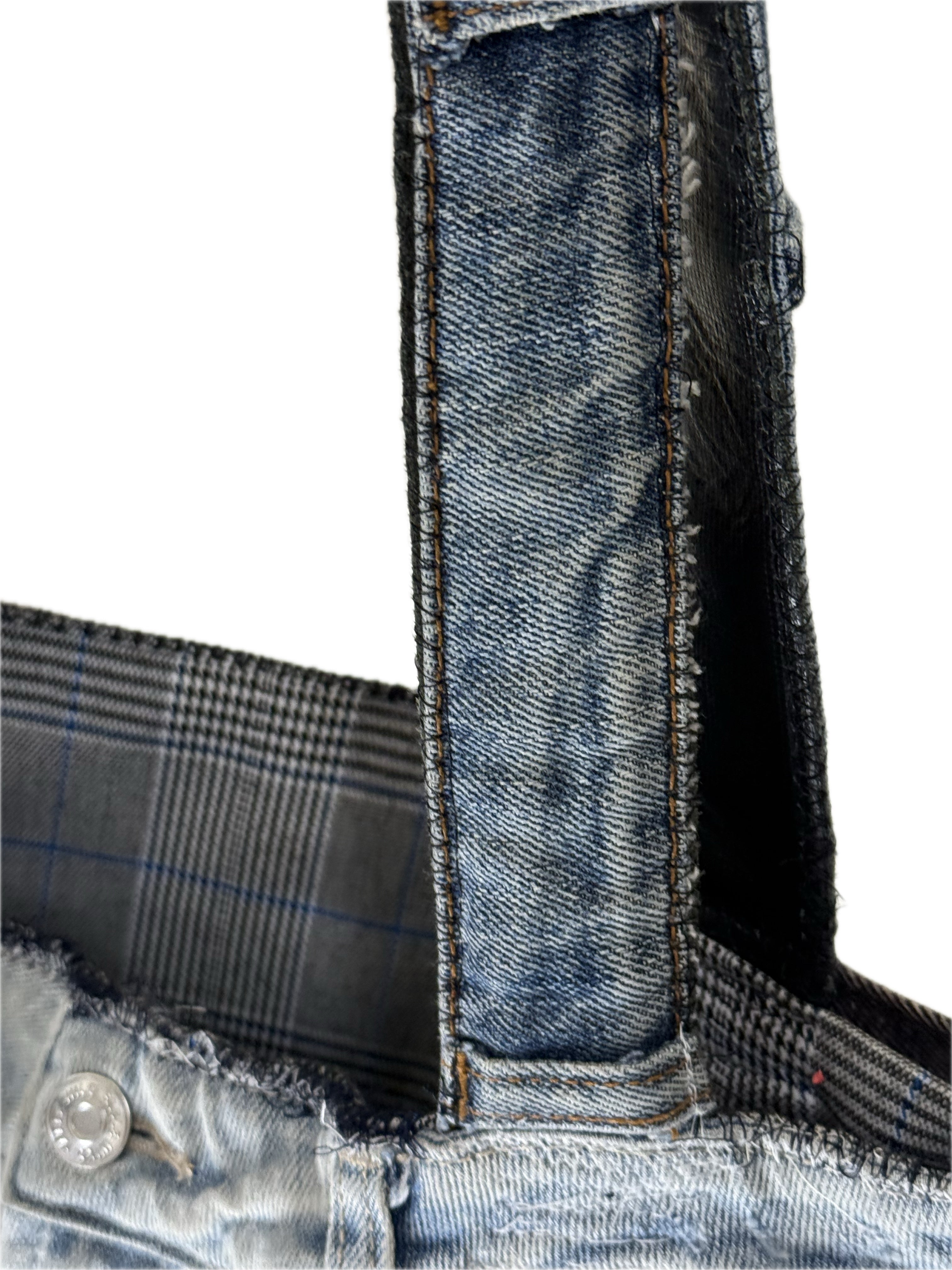 DENIM JACKET + JEANS SPLATTER LEATHER TOTE BAG NO.4 (1/1)
