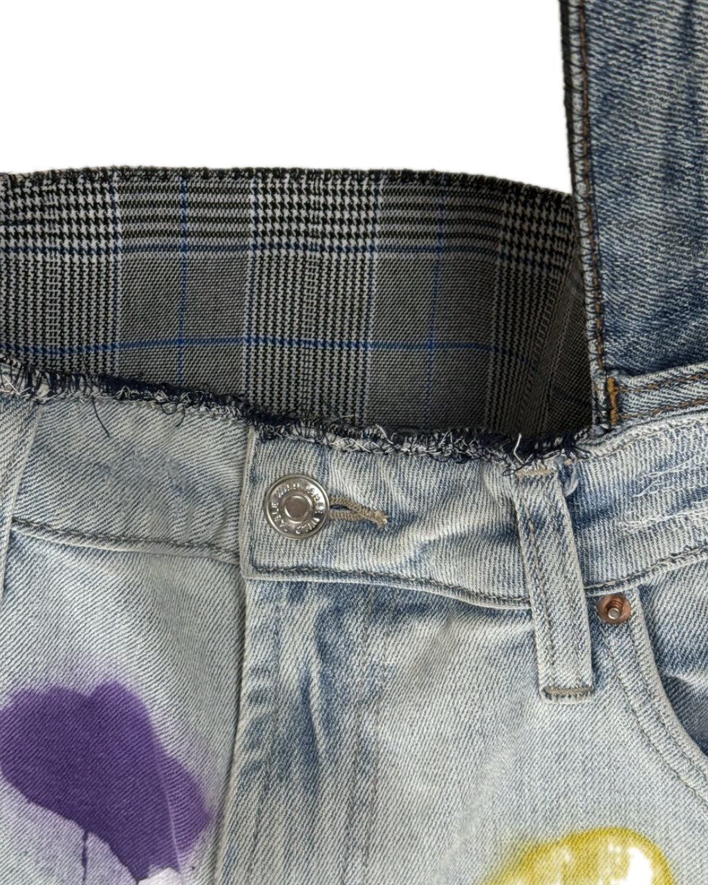 DENIM JACKET + JEANS SPLATTER LEATHER TOTE BAG NO.4 (1/1)