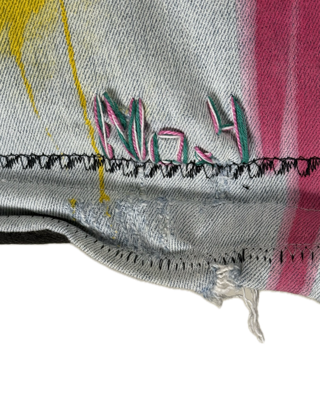 DENIM JACKET + JEANS SPLATTER LEATHER TOTE BAG NO.4 (1/1)