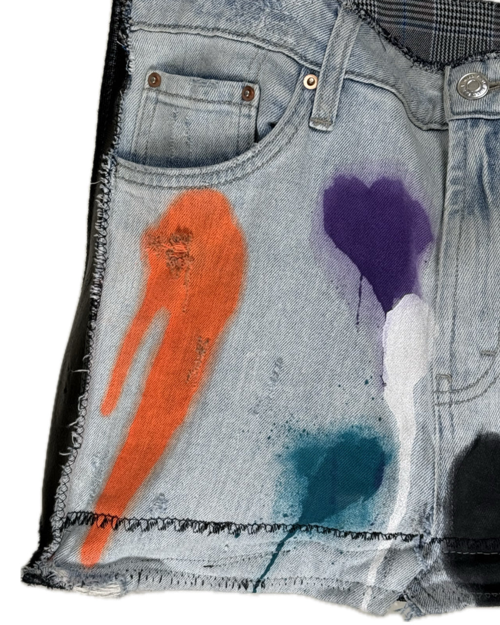 DENIM JACKET + JEANS SPLATTER LEATHER TOTE BAG NO.4 (1/1)