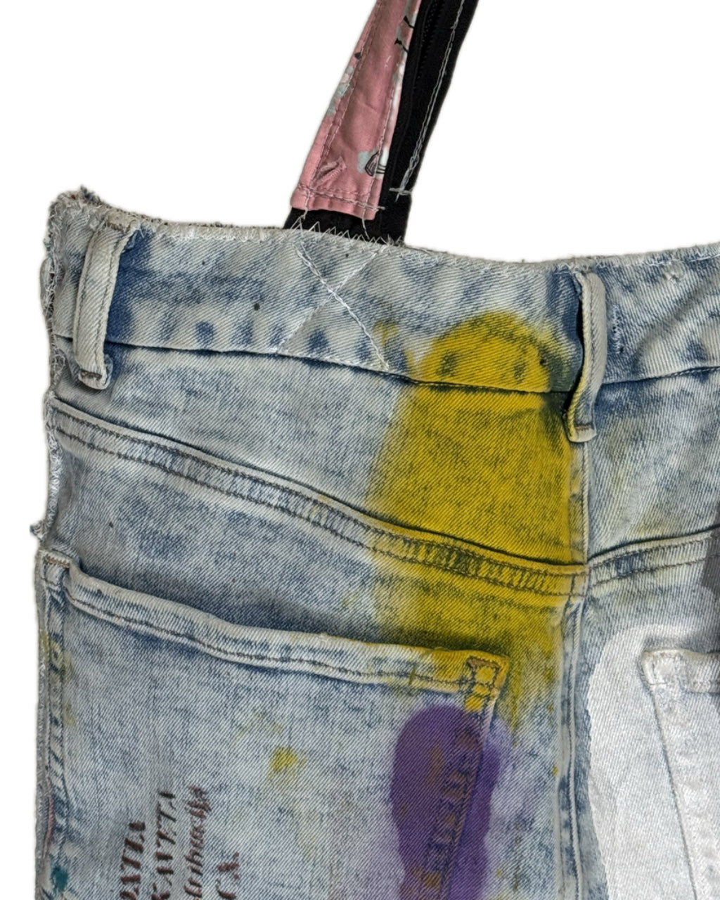 MULTICOLOR SPLATTER PAINT JEAN POCKET TOTE BAG NO.1 (1/1)