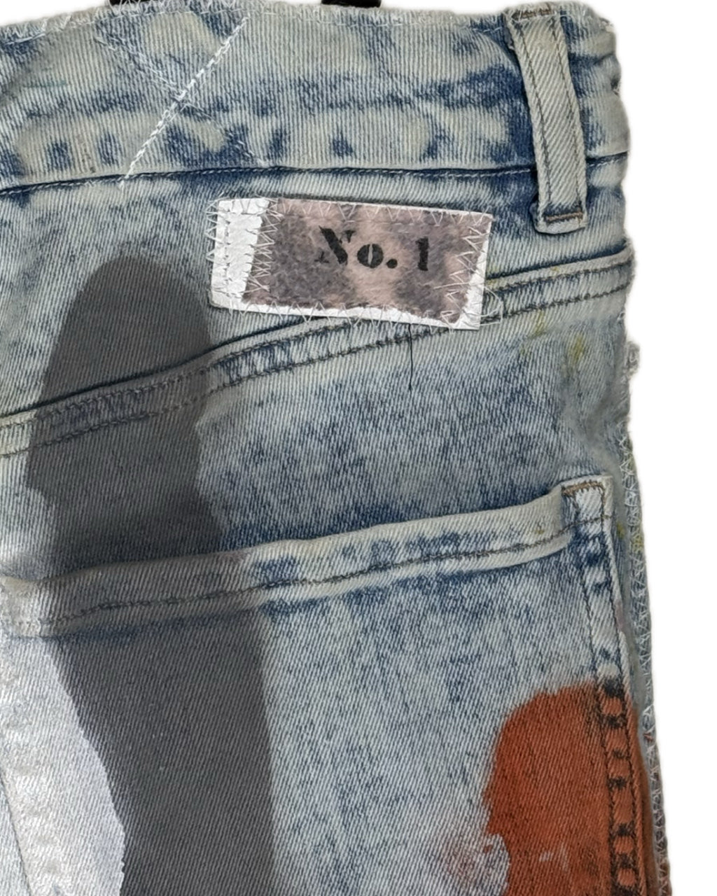 MULTICOLOR SPLATTER PAINT JEAN POCKET TOTE BAG NO.1 (1/1)