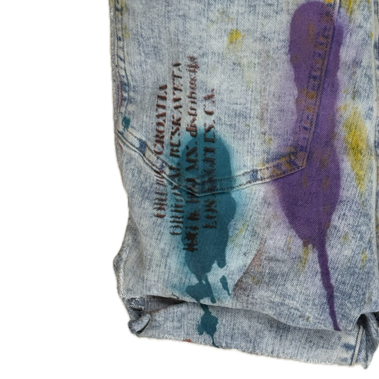 MULTICOLOR SPLATTER PAINT JEAN POCKET TOTE BAG NO.1 (1/1)
