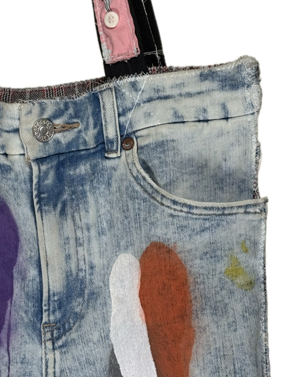 MULTICOLOR SPLATTER PAINT JEAN POCKET TOTE BAG NO.1 (1/1)