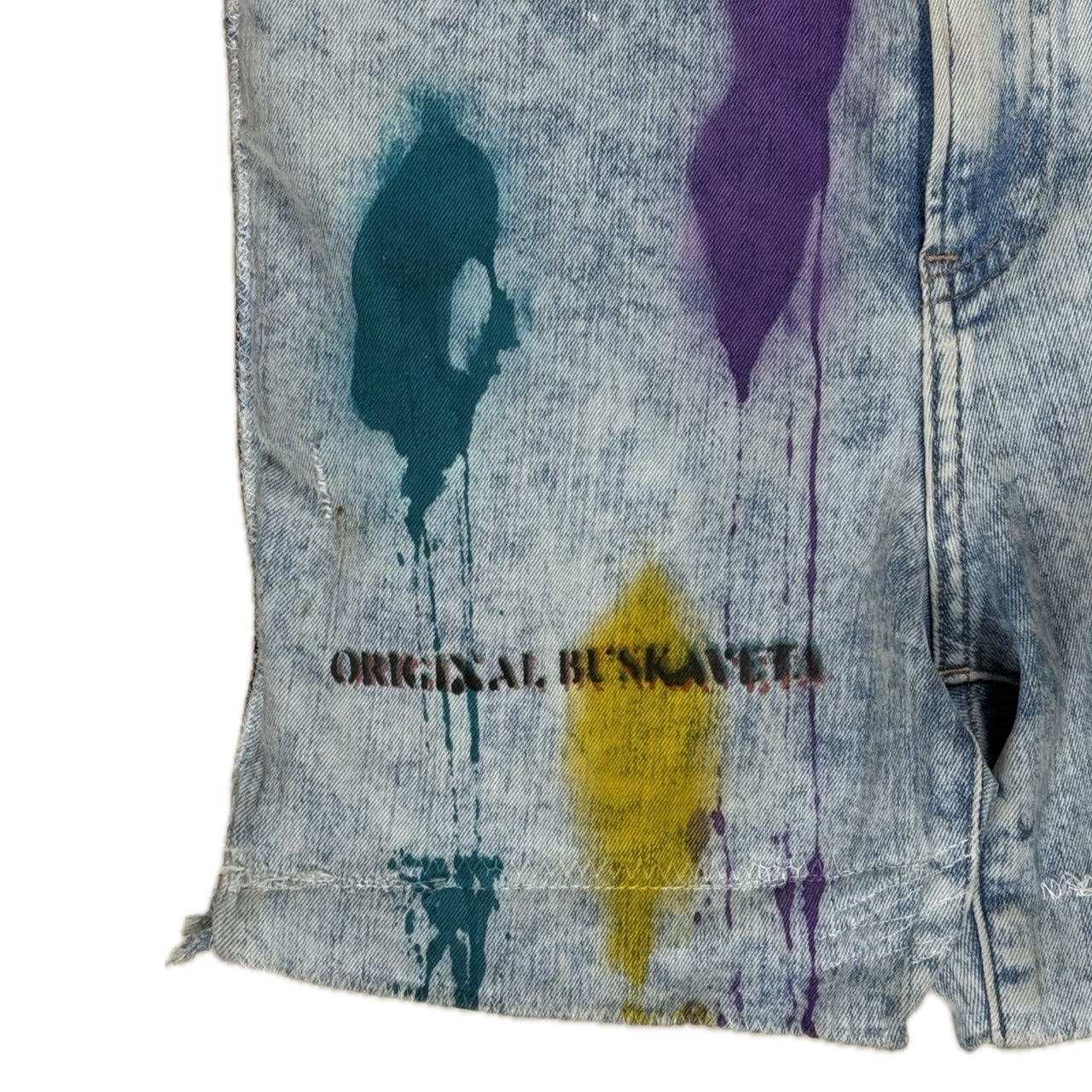 MULTICOLOR SPLATTER PAINT JEAN POCKET TOTE BAG NO.1 (1/1)