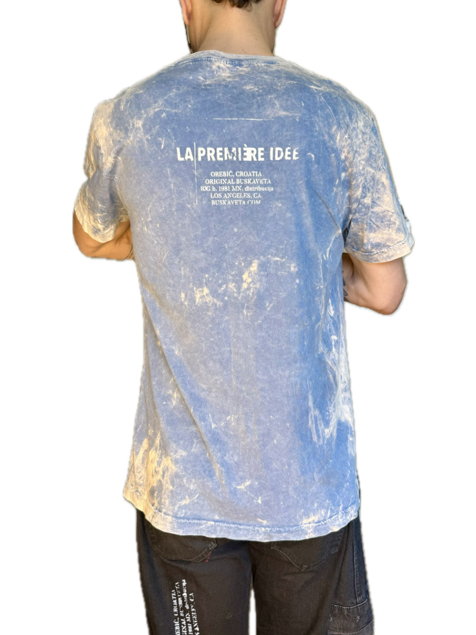 LA PREMIÈRE IDÉE ANGEL MUSE TRIPLE ACID WASH LIGHT BLUE T-SHIRT