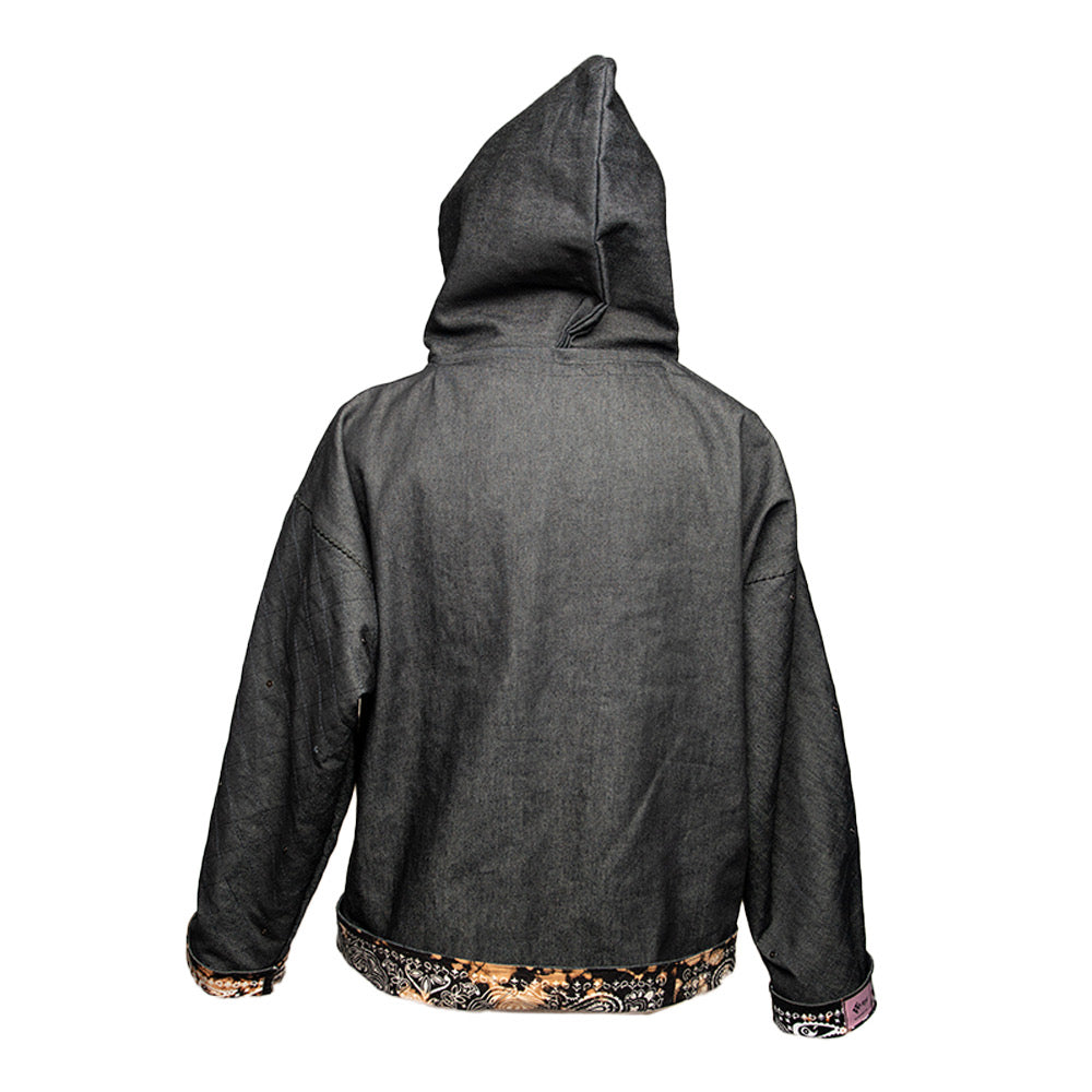 BLUE DENIM CHECKERED HOODIE BANDANA LINING (1/1)