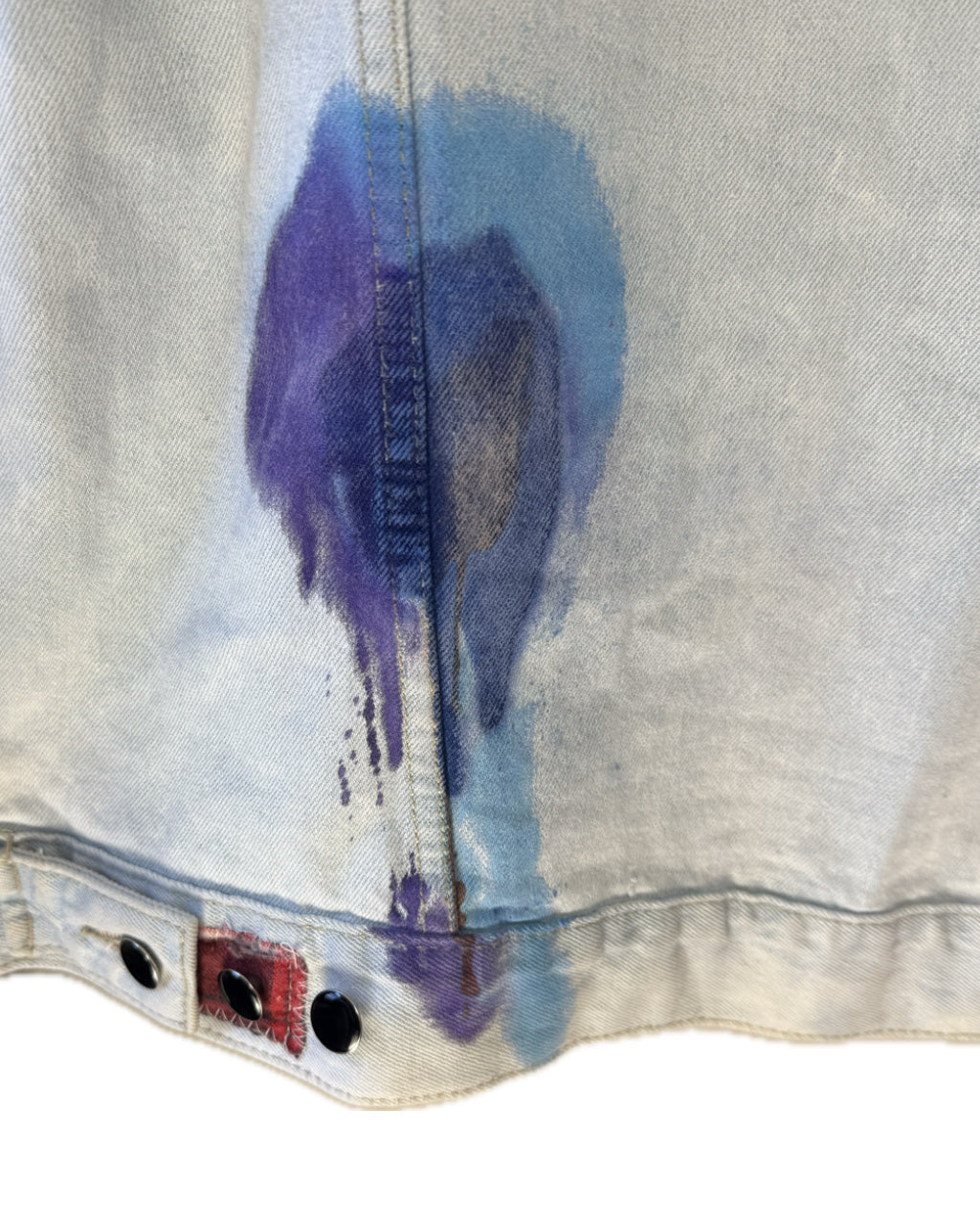 LIGHT BLUE ACID WASH PATCHWORK ARM TRUCKER JACKET (1/1)