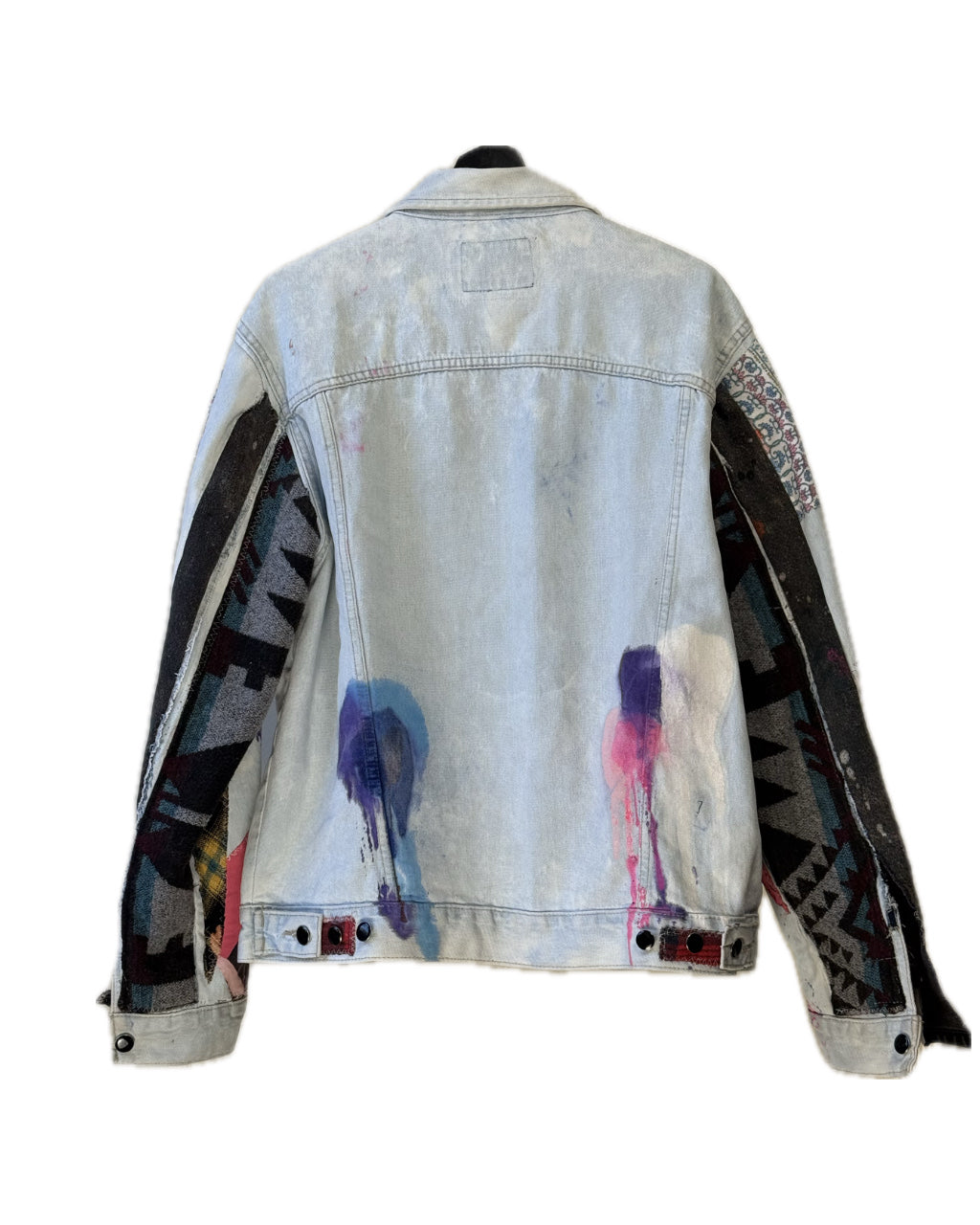 LIGHT BLUE ACID WASH PATCHWORK ARM TRUCKER JACKET (1/1)