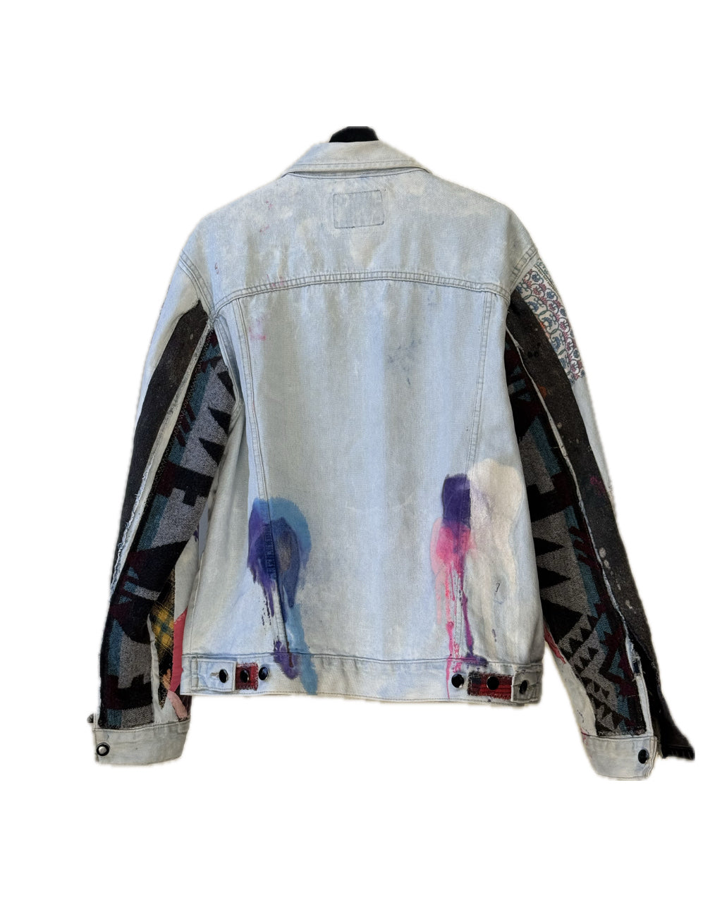 LIGHT BLUE ACID WASH PATCHWORK ARM TRUCKER JACKET (1/1)