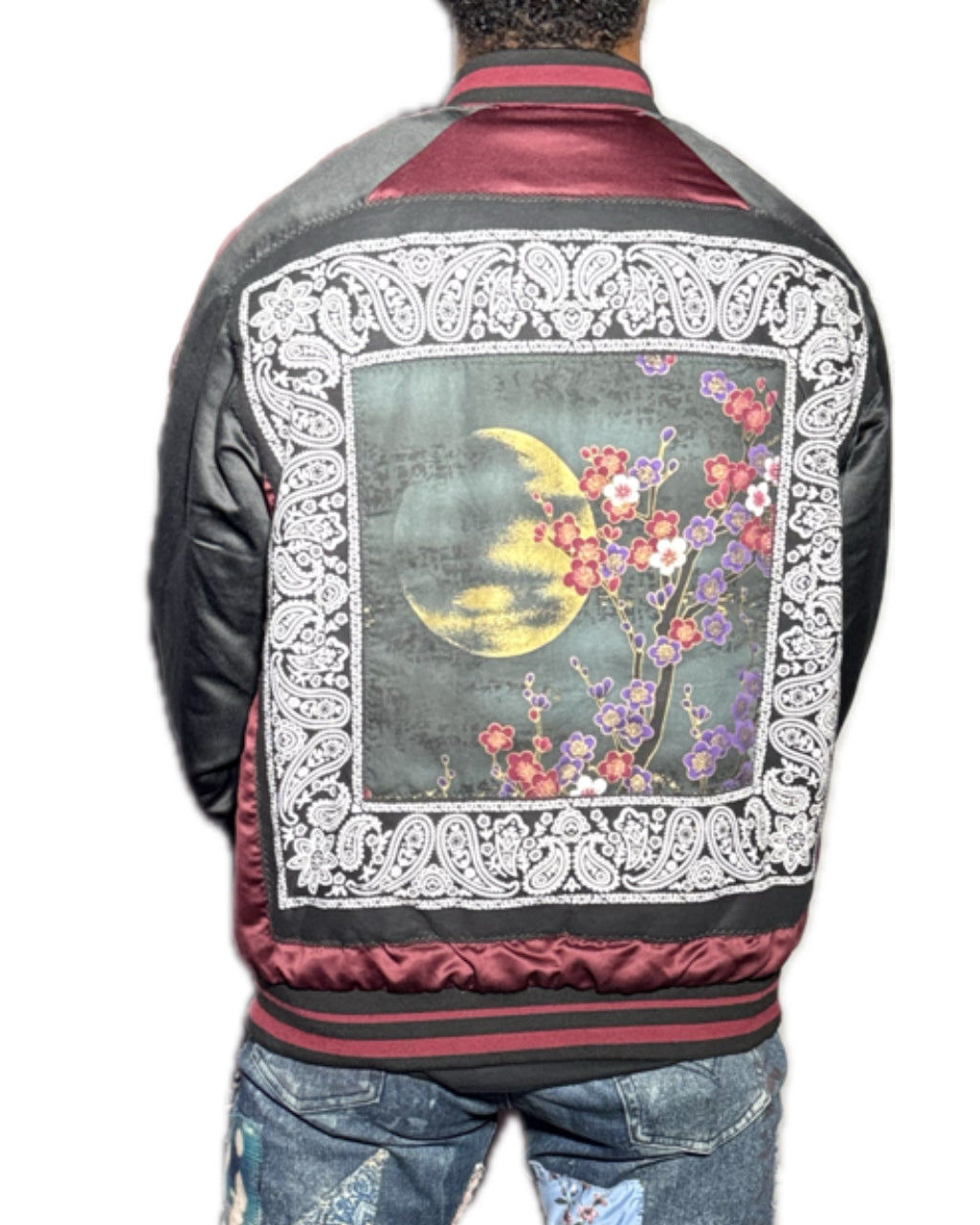 PURPLE FLOWER MOON MAROON BANDANA LETTER JACKET (1/1)