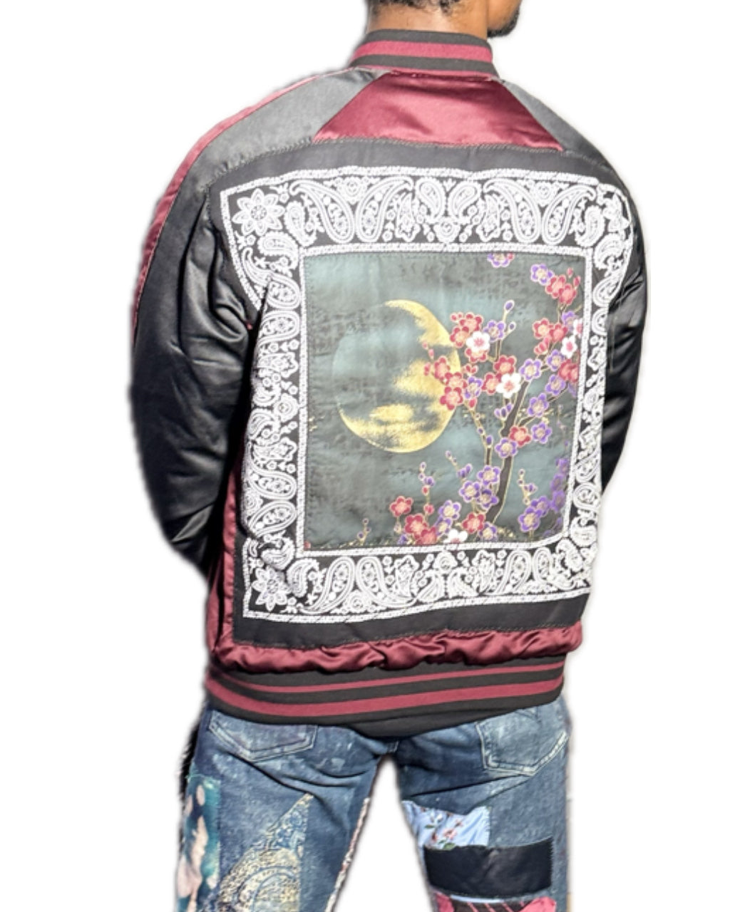 PURPLE FLOWER MOON MAROON BANDANA LETTER JACKET (1/1)