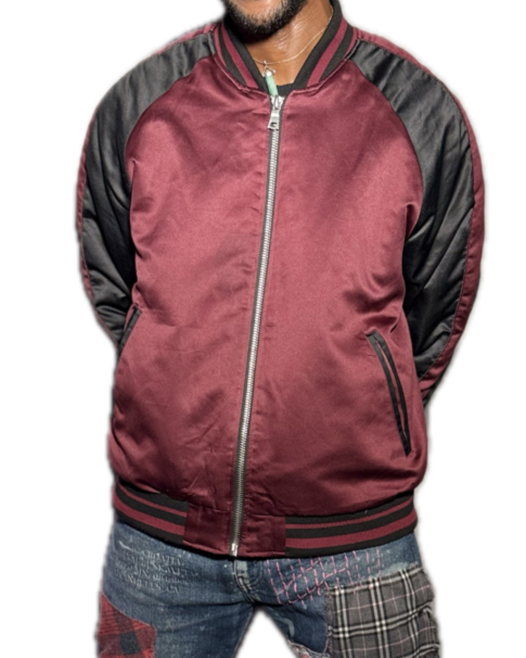 PURPLE FLOWER MOON MAROON BANDANA LETTER JACKET (1/1)